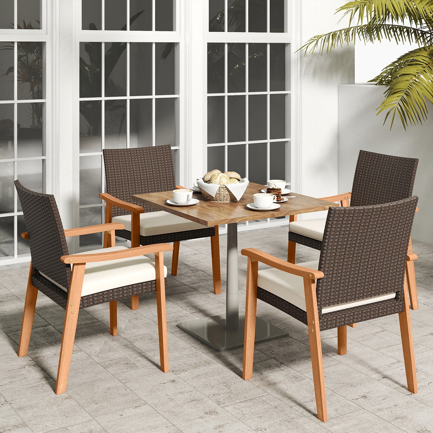 Patio Dining Chairs Set of 4 with Removable Cushions