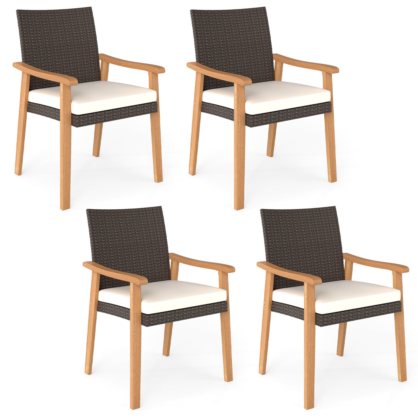 Patio Dining Chairs Set of 4 with Removable Cushions