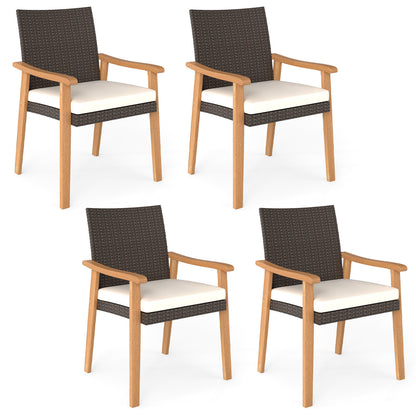 Patio Dining Chairs Set of 4 with Removable Cushions