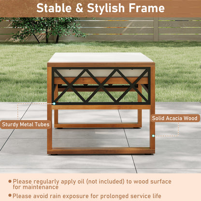 Rattan Wicker Ottomans Set of 2 with Removable Cushions