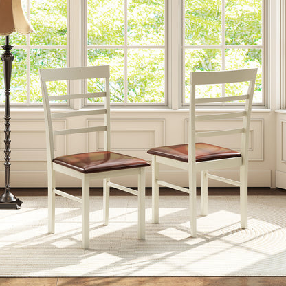 Upholstered Dining Chairs Set of 2 - White PU Leather