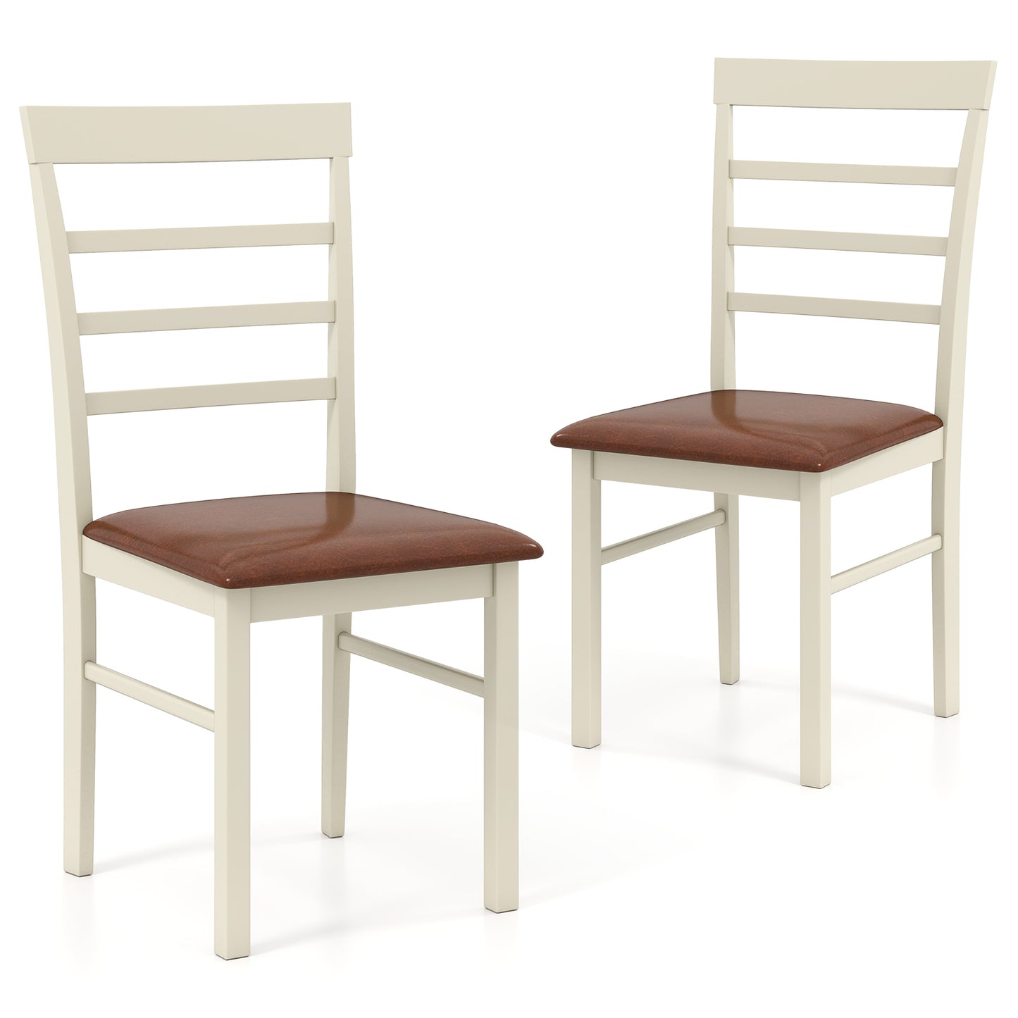 Upholstered Dining Chairs Set of 2 - White PU Leather