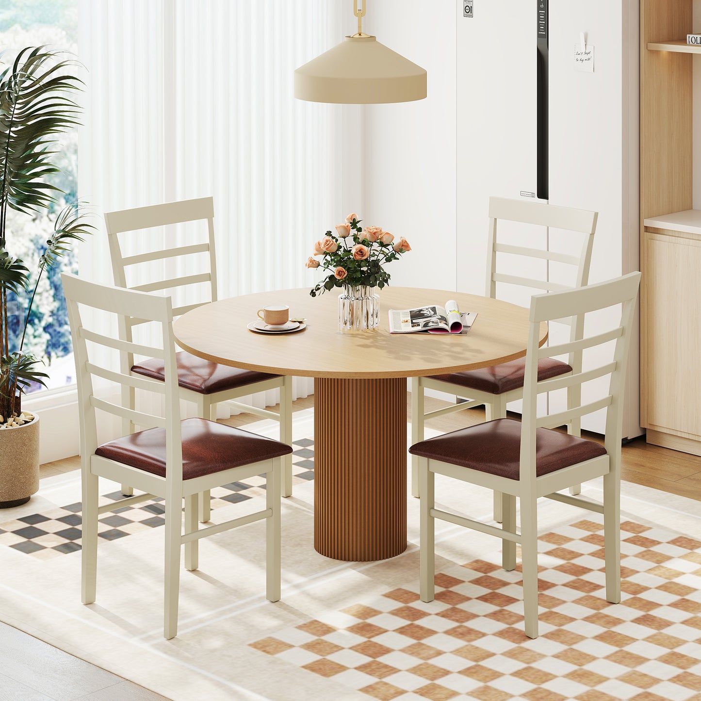 Upholstered Dining Chairs Set of 2 - White PU Leather