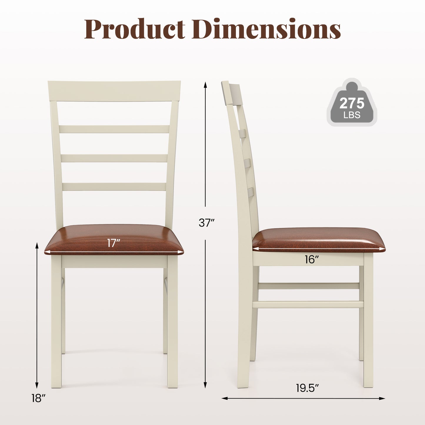 Upholstered Dining Chairs Set of 2 - White PU Leather