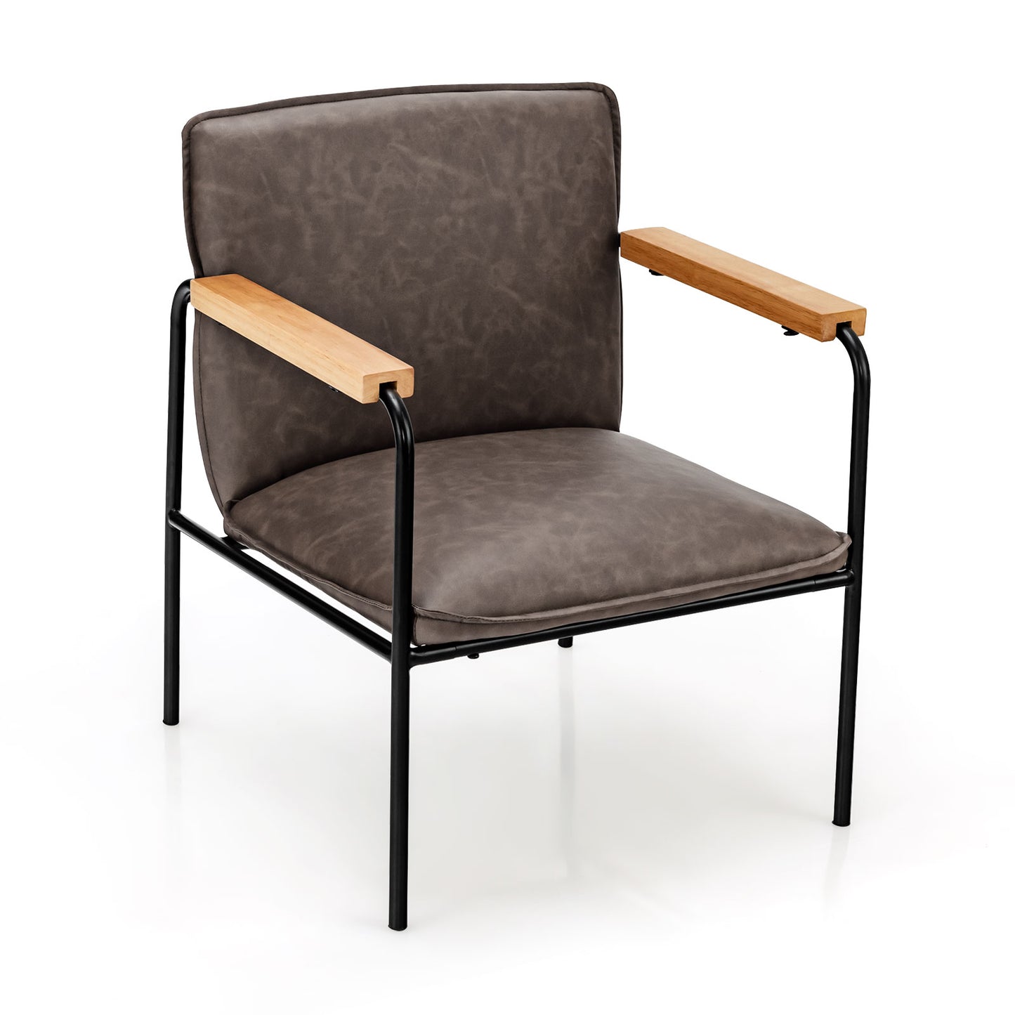 Gray Accent Chair with Rubber Wood Armrests