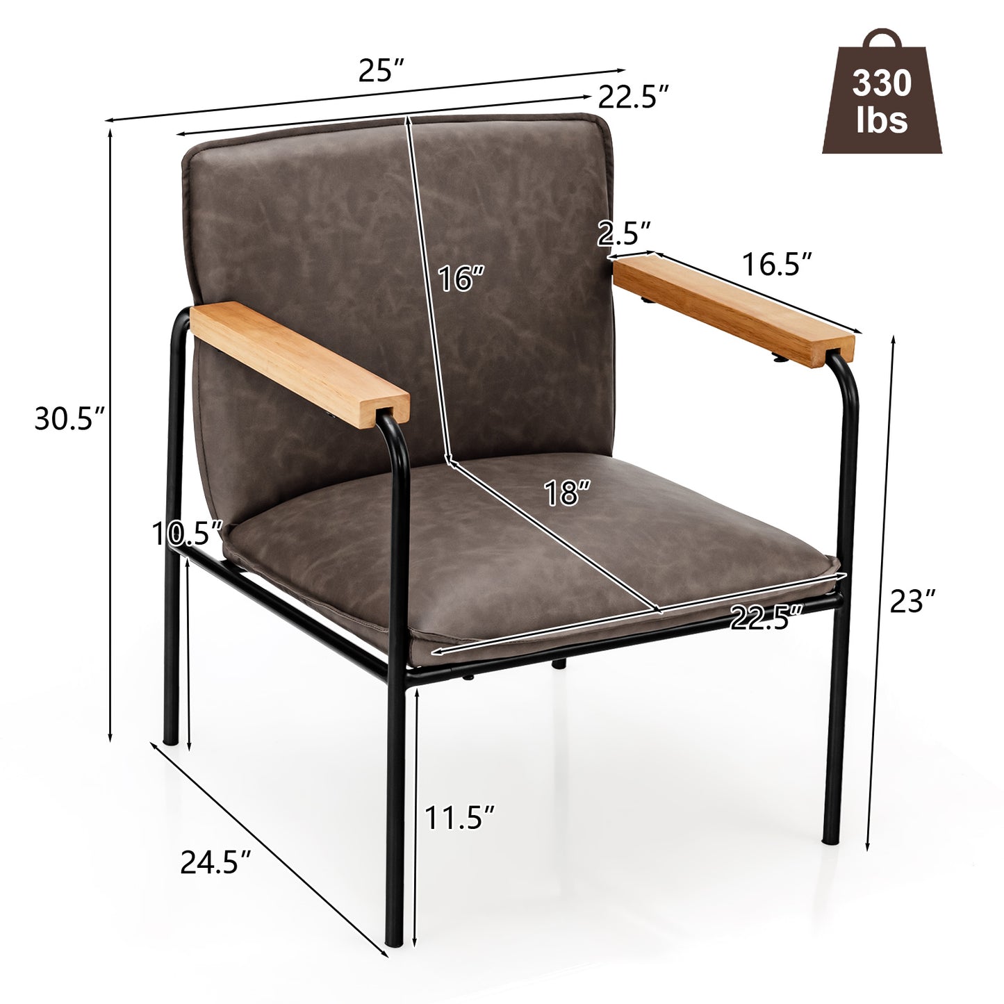 Gray Accent Chair with Rubber Wood Armrests