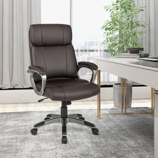 Executive Office Chair with Lumbar Support and Wheels - Brown