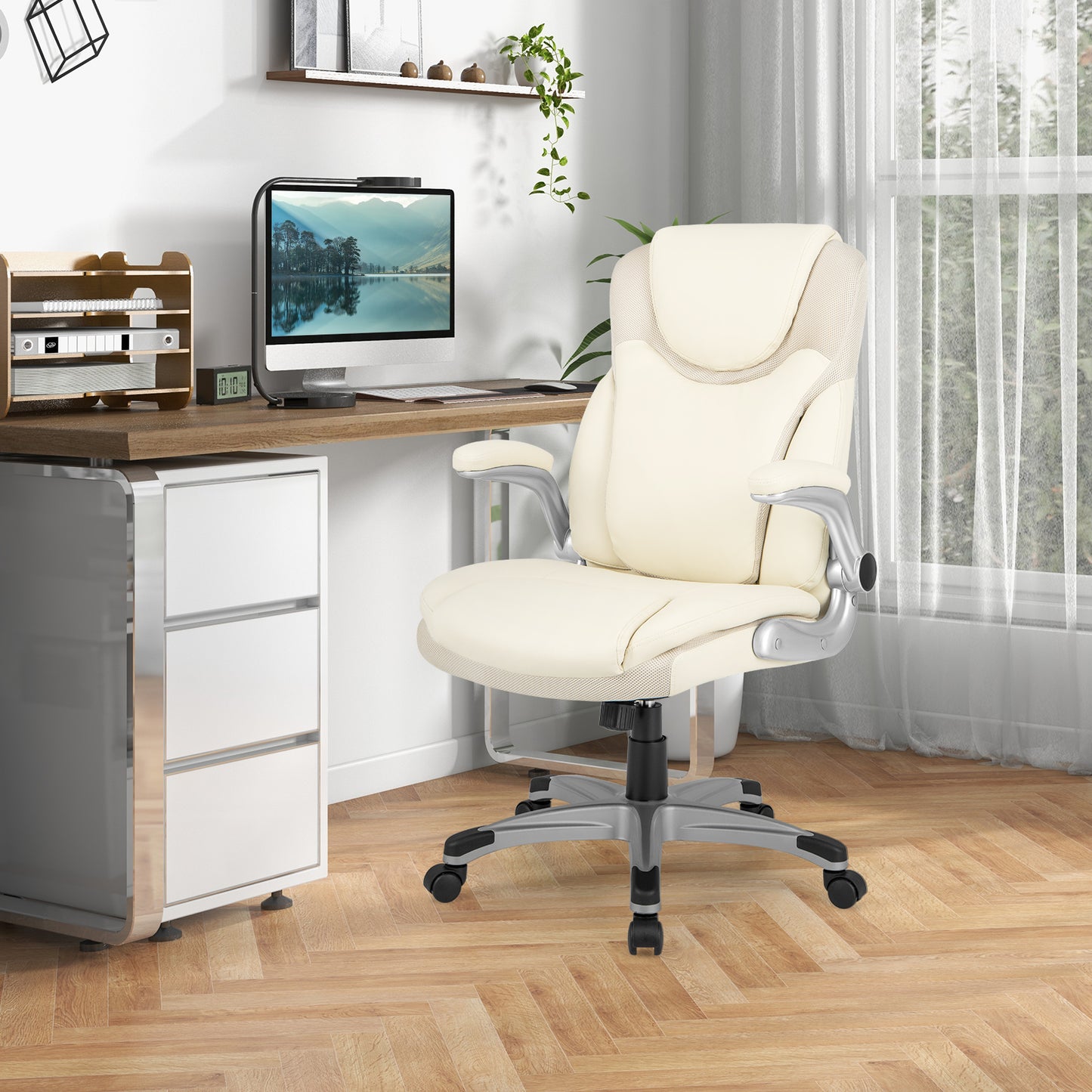 Executive Office Chair with Flip-Up Armrests & Rocking Function