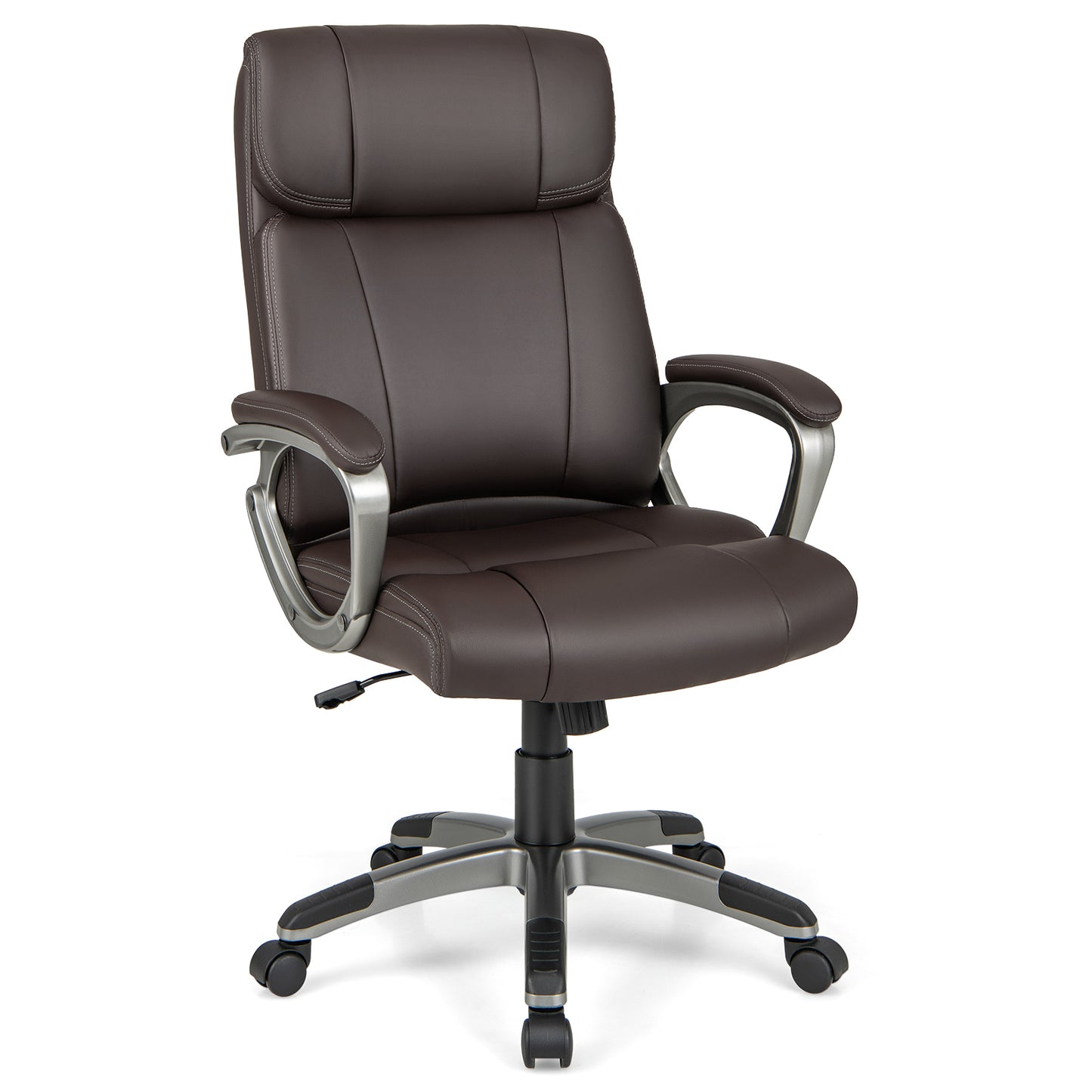 Executive Office Chair with Lumbar Support and Wheels - Brown
