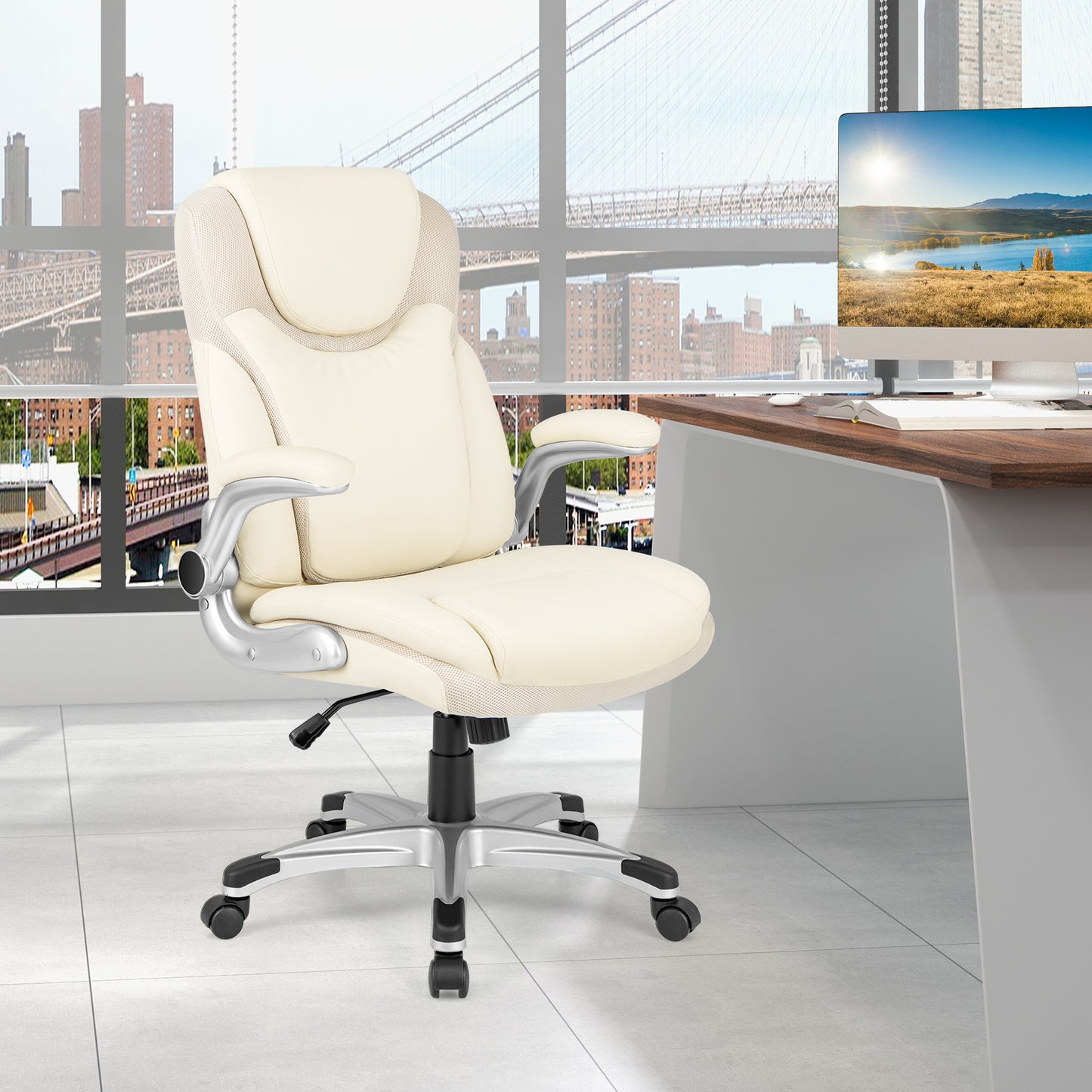 Executive Office Chair with Flip-Up Armrests & Rocking Function