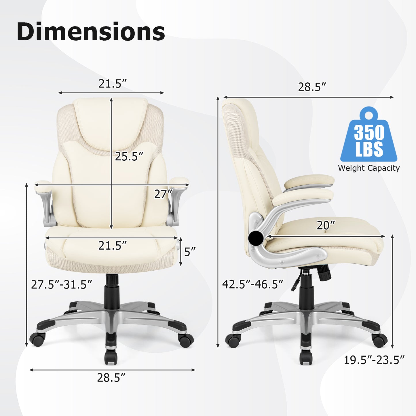 Executive Office Chair with Flip-Up Armrests & Rocking Function