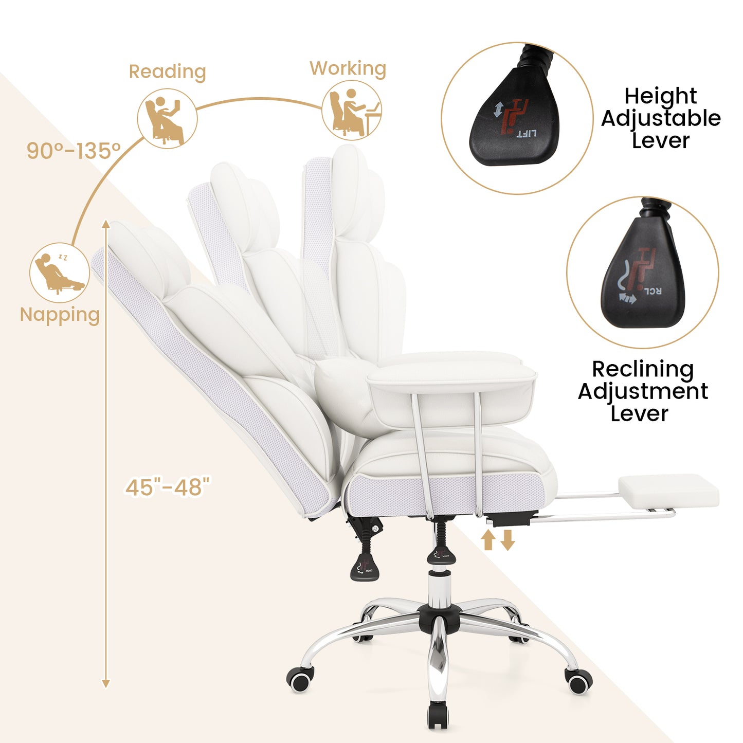 Big and Tall Executive Office Chair with Footrest