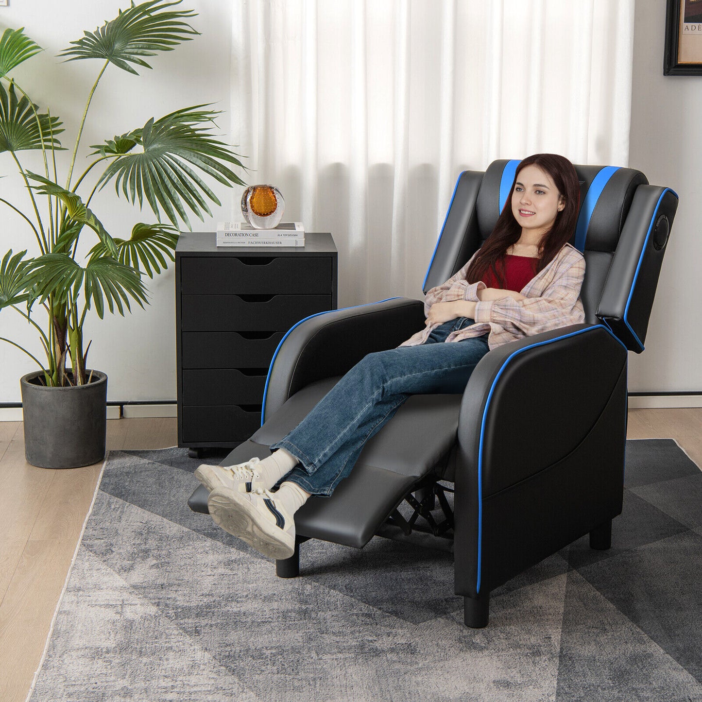 Gaming Recliner Chair with Bluetooth Speakers & Massage