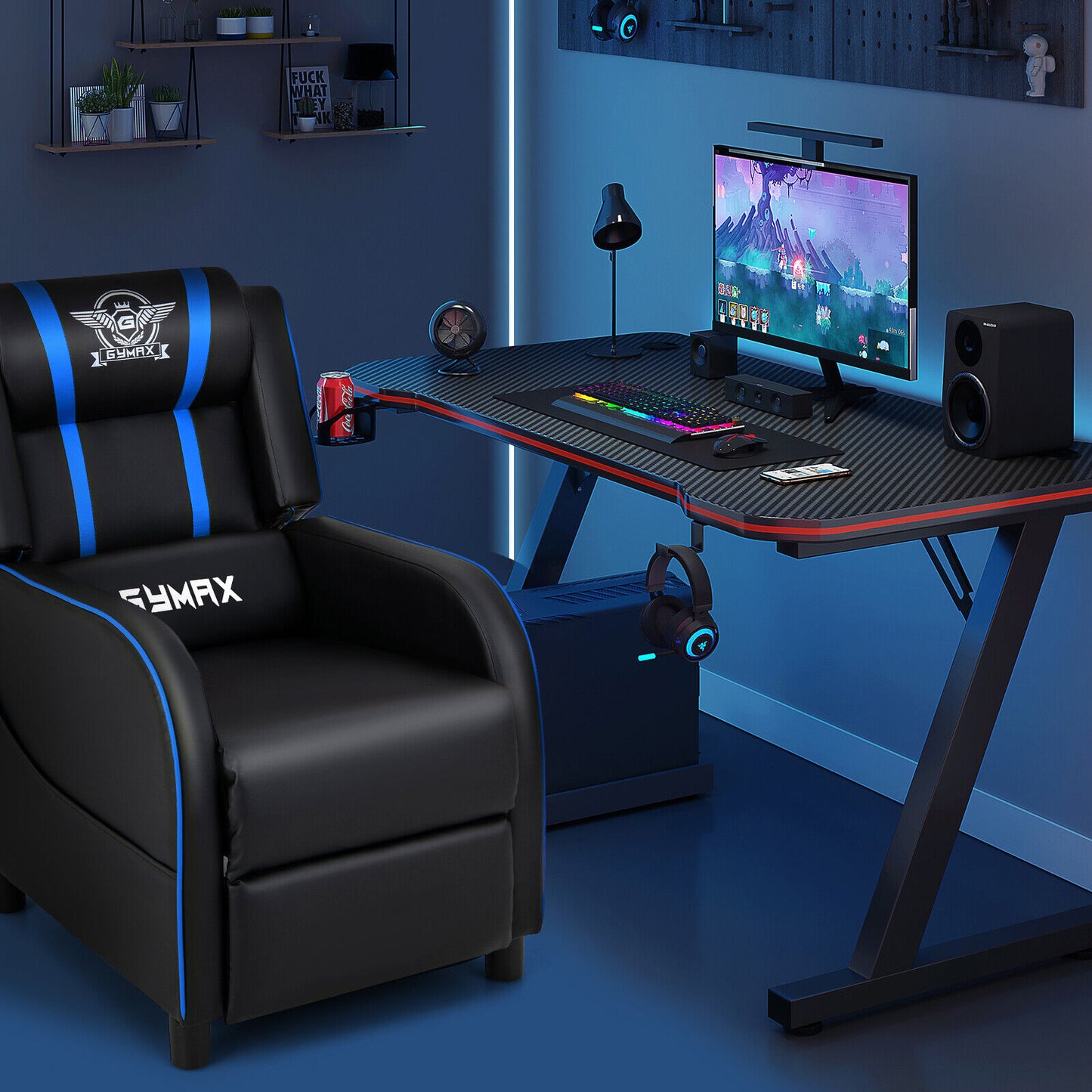Gaming Recliner Chair with Bluetooth Speakers & Massage
