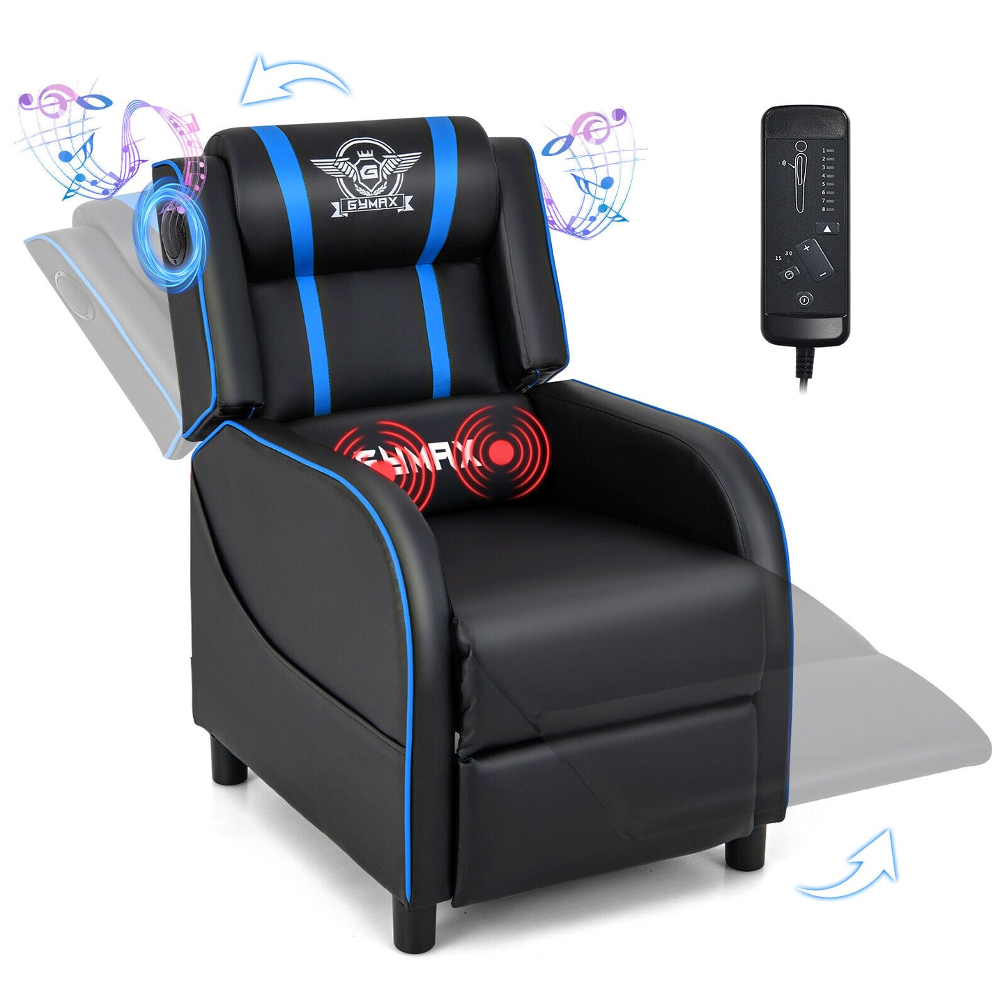 Gaming Recliner Chair with Bluetooth Speakers & Massage