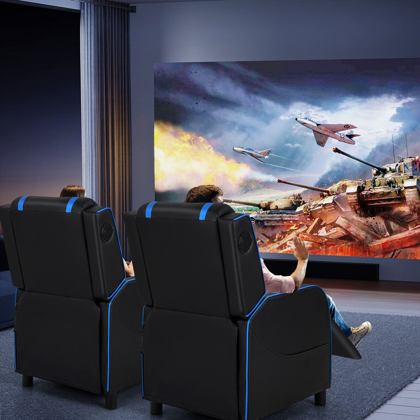 Gaming Recliner Chair with Bluetooth Speakers & Massage
