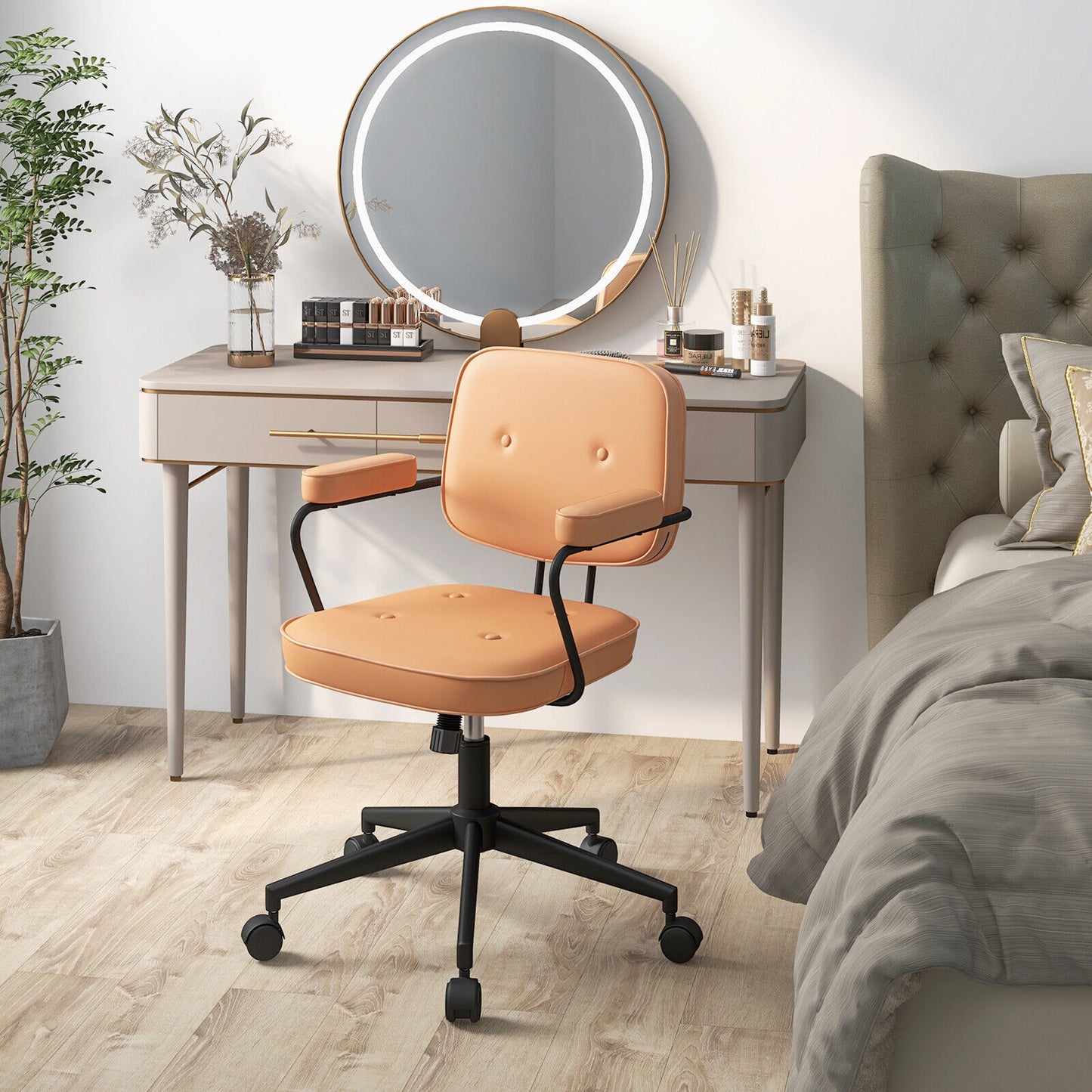 Office Chair with Rocking Backrest and Ergonomic Armrests