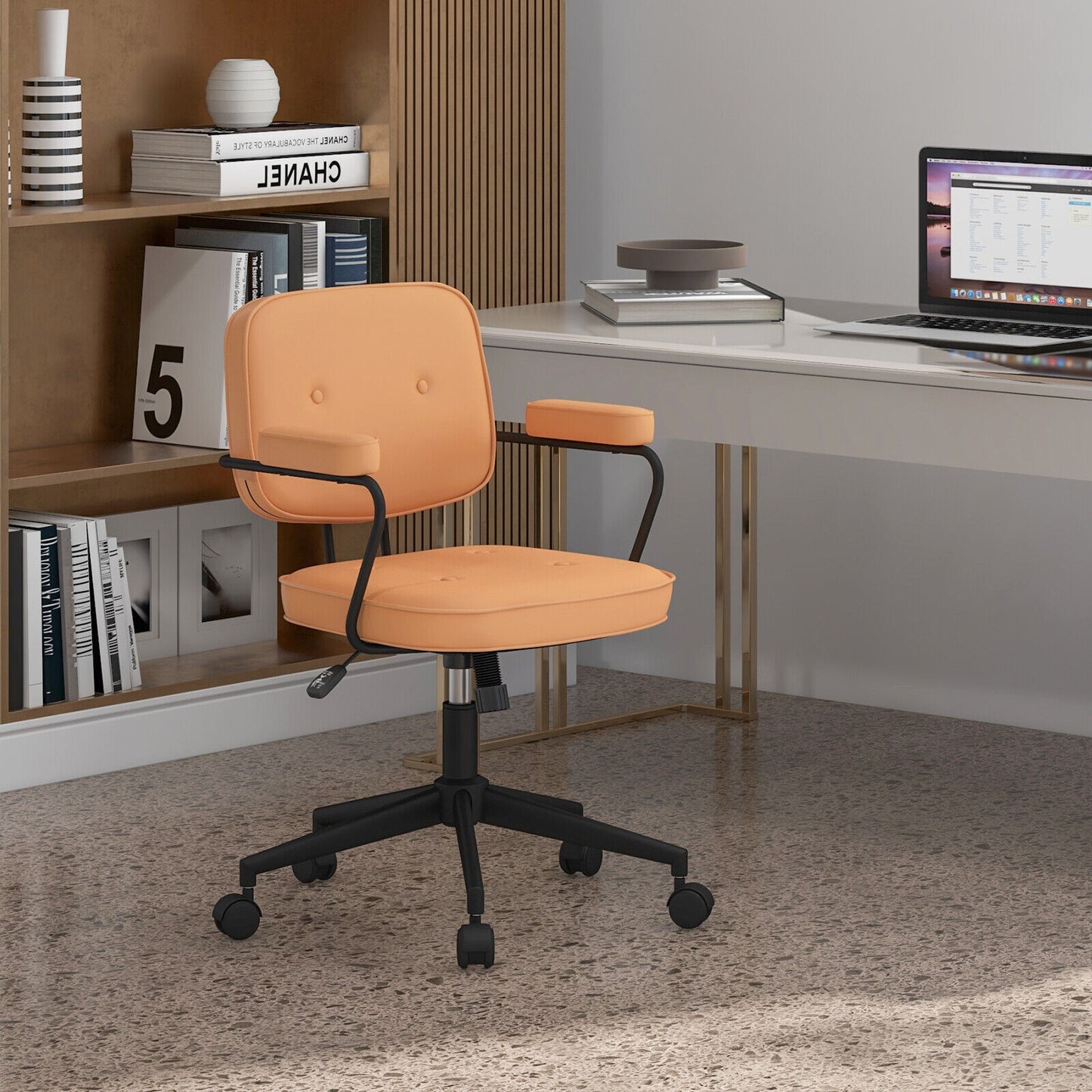 Office Chair with Rocking Backrest and Ergonomic Armrests