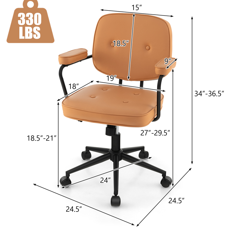Office Chair with Rocking Backrest and Ergonomic Armrests