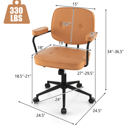 Office Chair with Rocking Backrest and Ergonomic Armrests