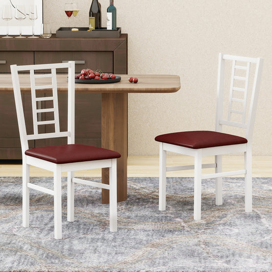 Upholstered Dining Chairs Set of 2 - PU Leather & Wood