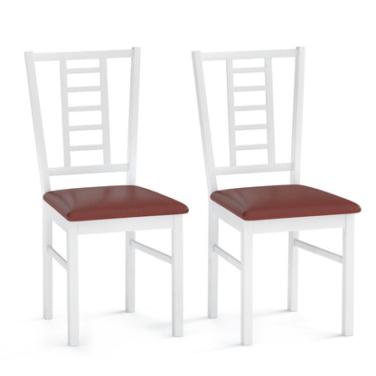 Upholstered Dining Chairs Set of 2 - PU Leather & Wood