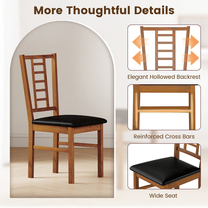 Upholstered Dining Chairs Set of 2 - PU Leather & Wood