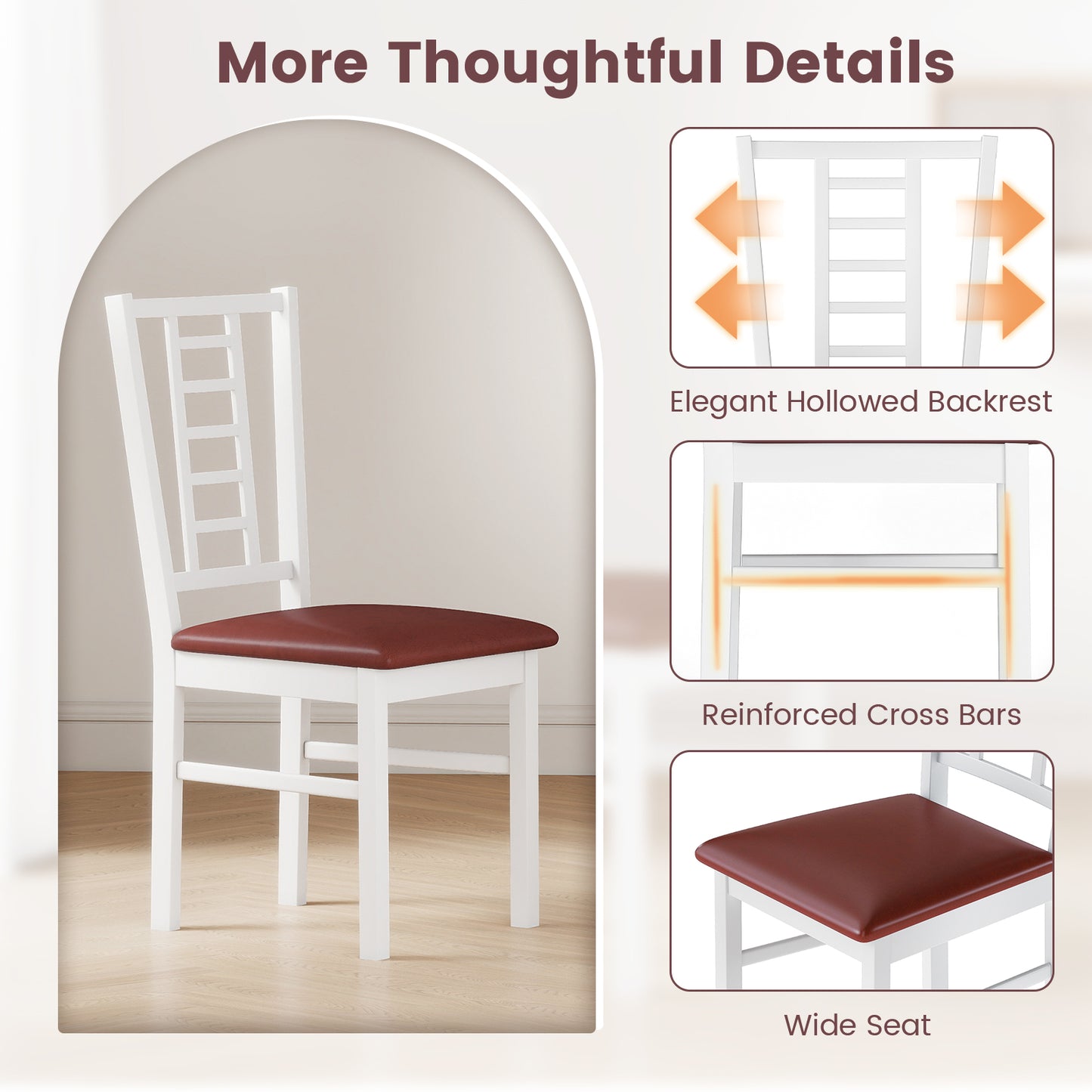Upholstered Dining Chairs Set of 4 with Wood Frame