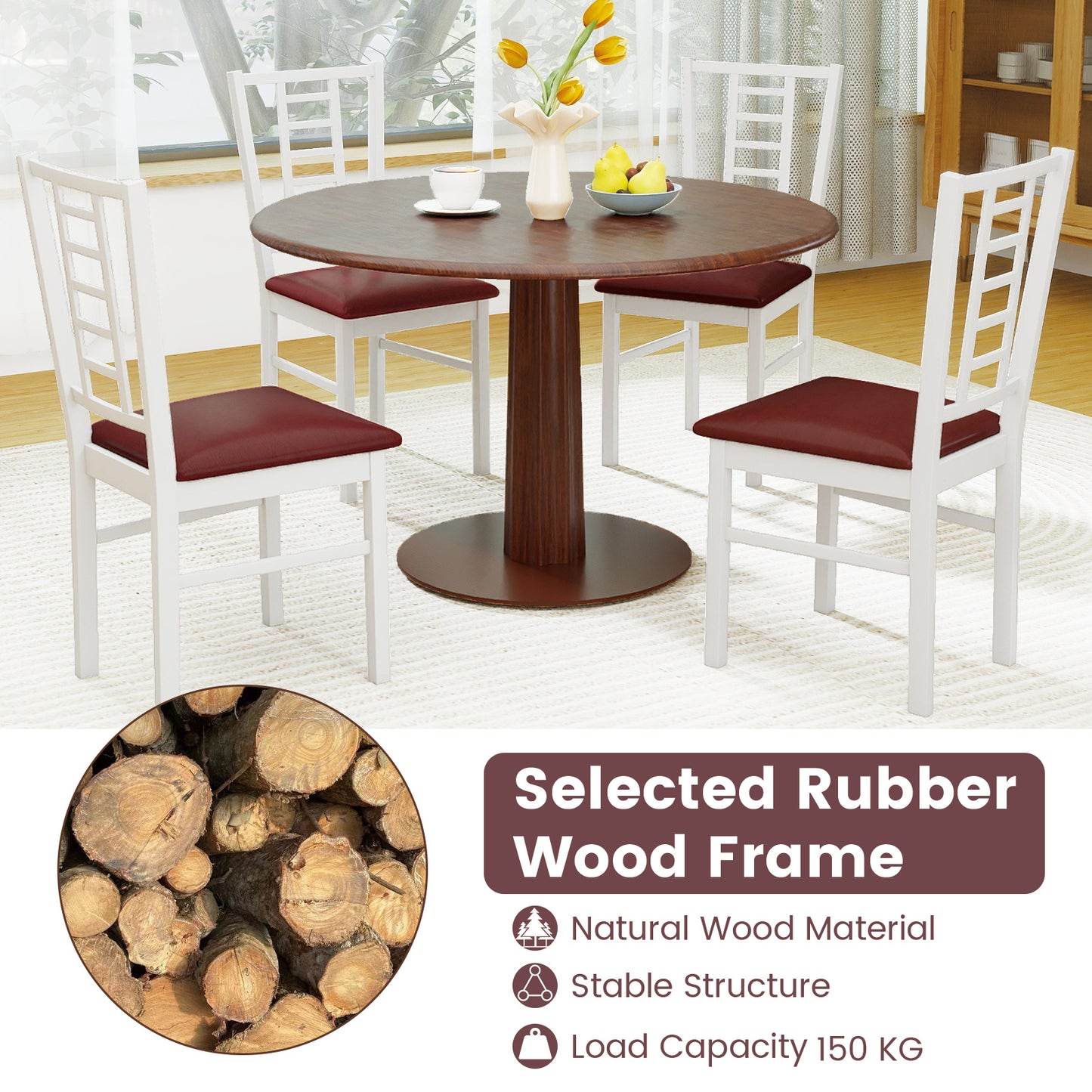 Upholstered Dining Chairs Set of 4 with Wood Frame