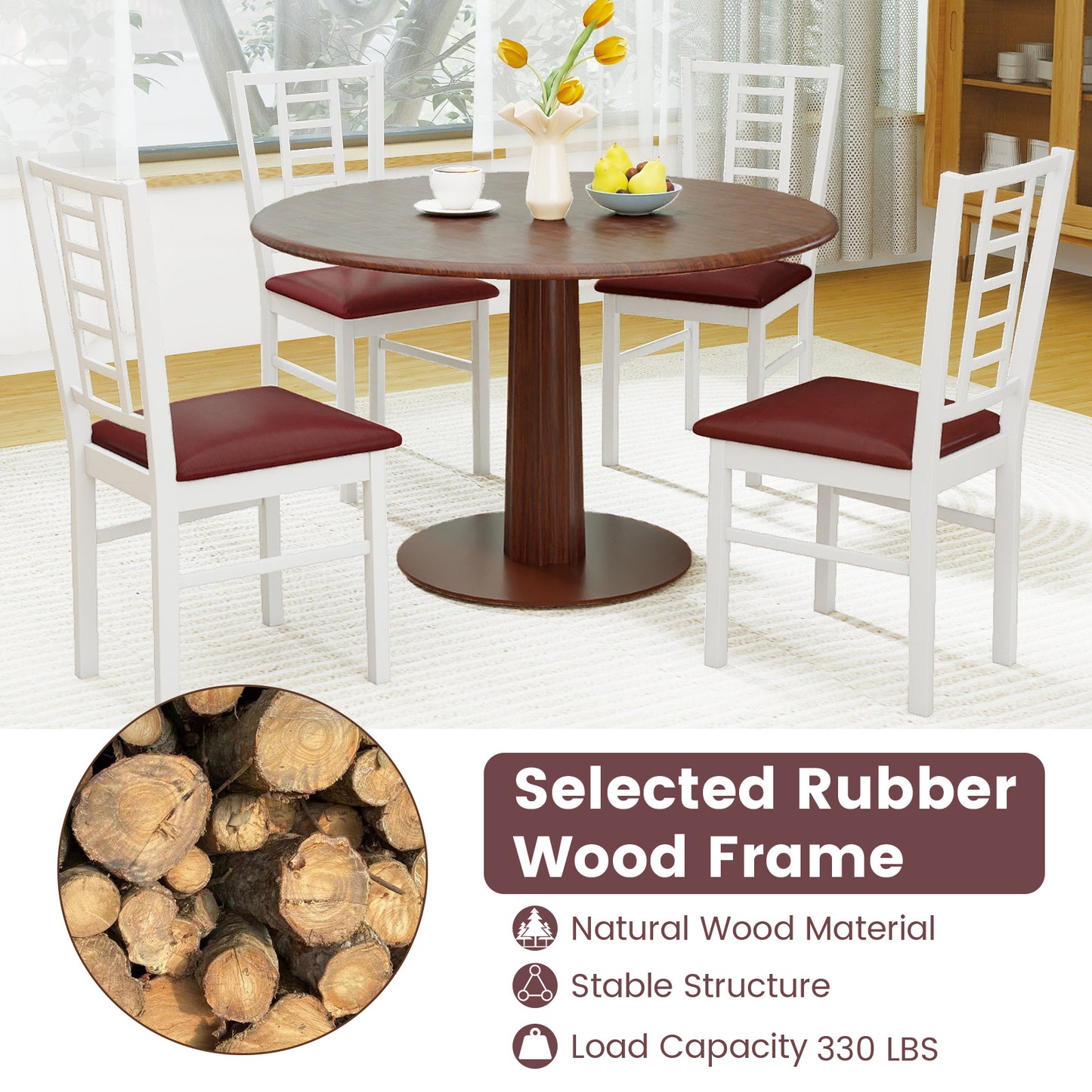 Upholstered Dining Chairs Set of 4 with Wood Frame