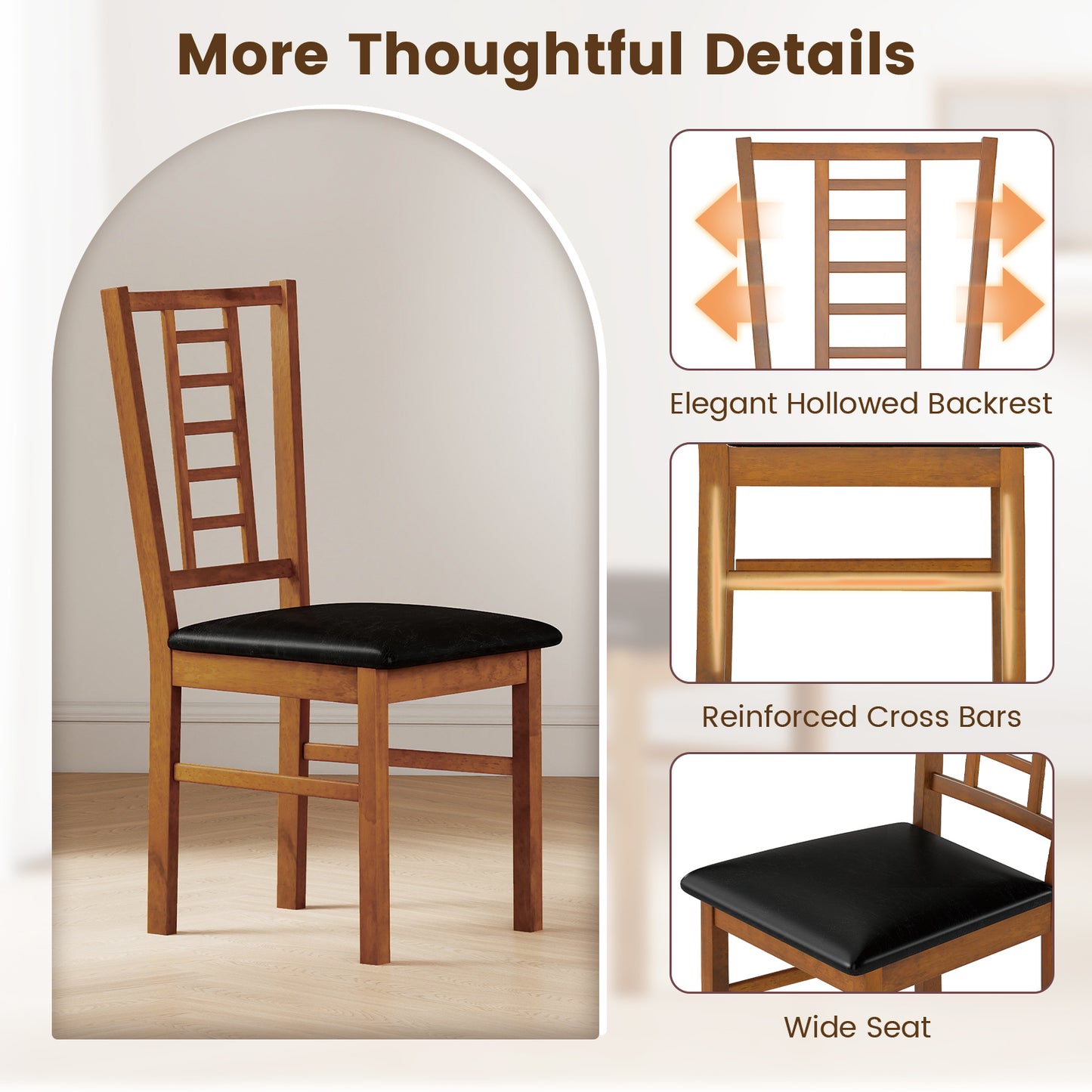 Upholstered Dining Chairs Set of 4 with Wood Frame