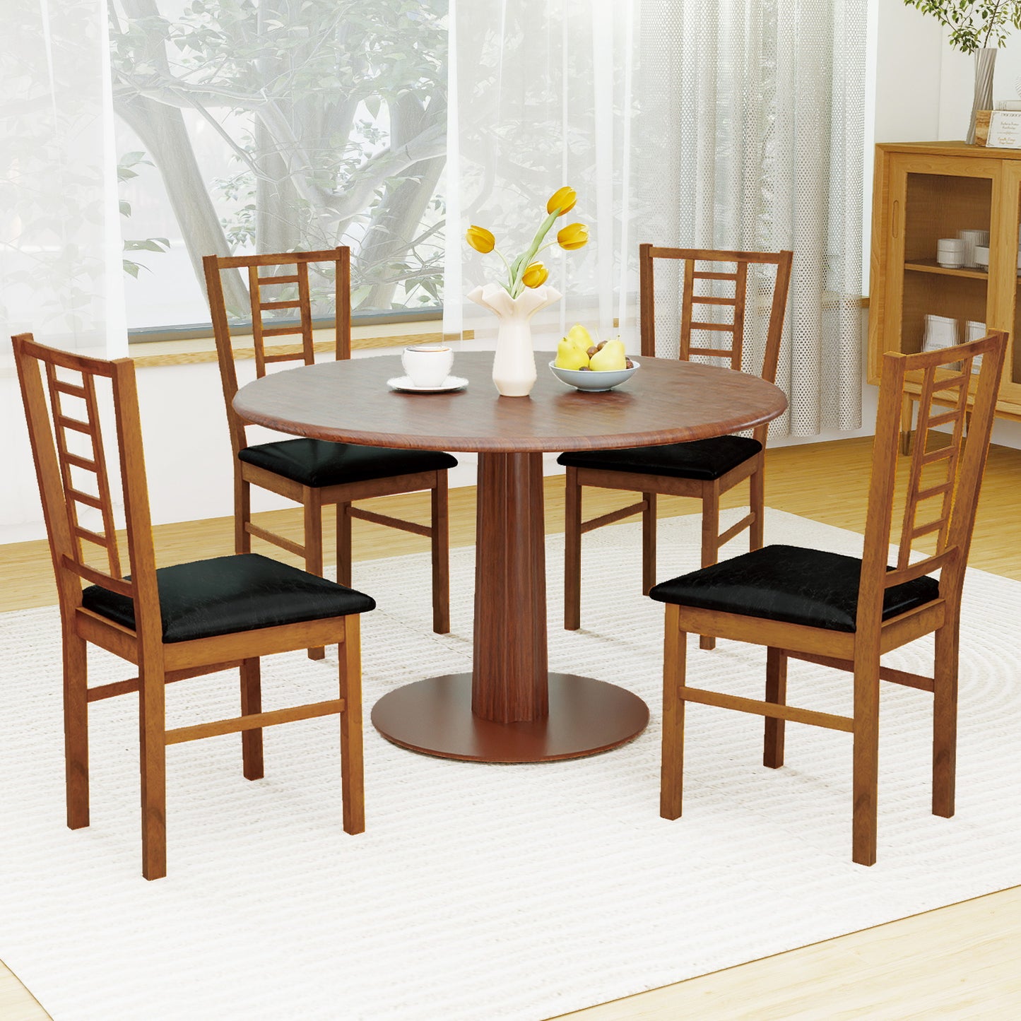 Upholstered Dining Chairs Set of 4 with Wood Frame