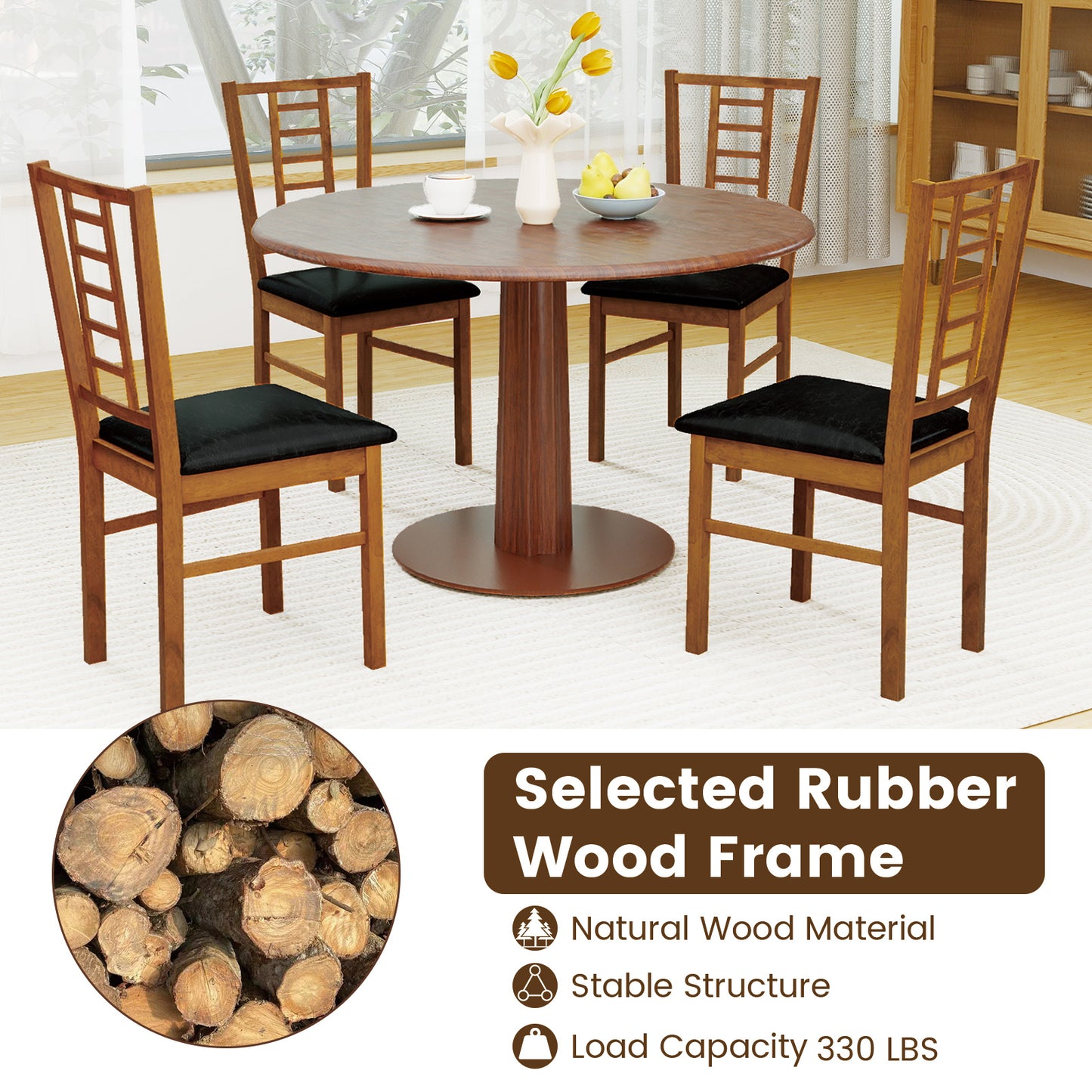 Upholstered Dining Chairs Set of 4 with Wood Frame