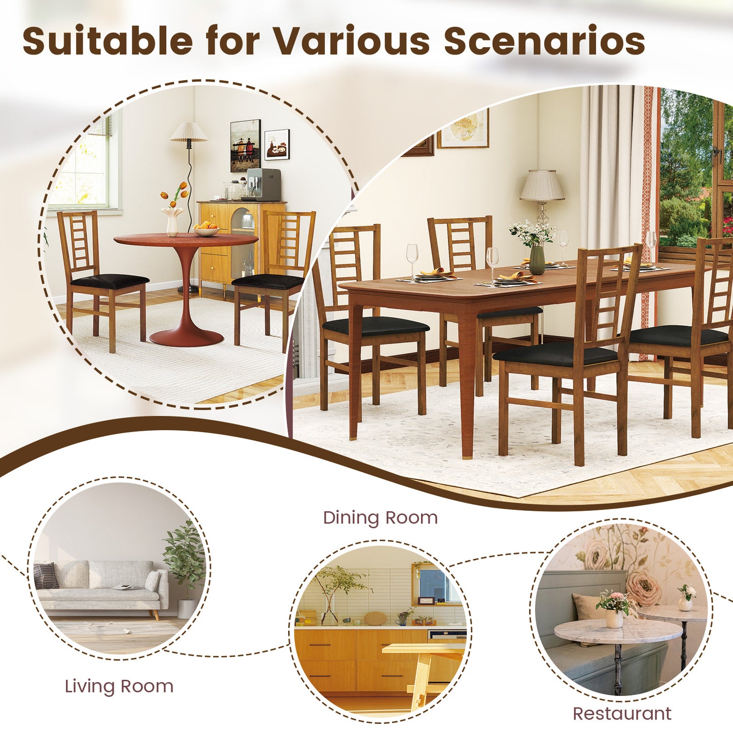 Upholstered Dining Chairs Set of 4 with Wood Frame