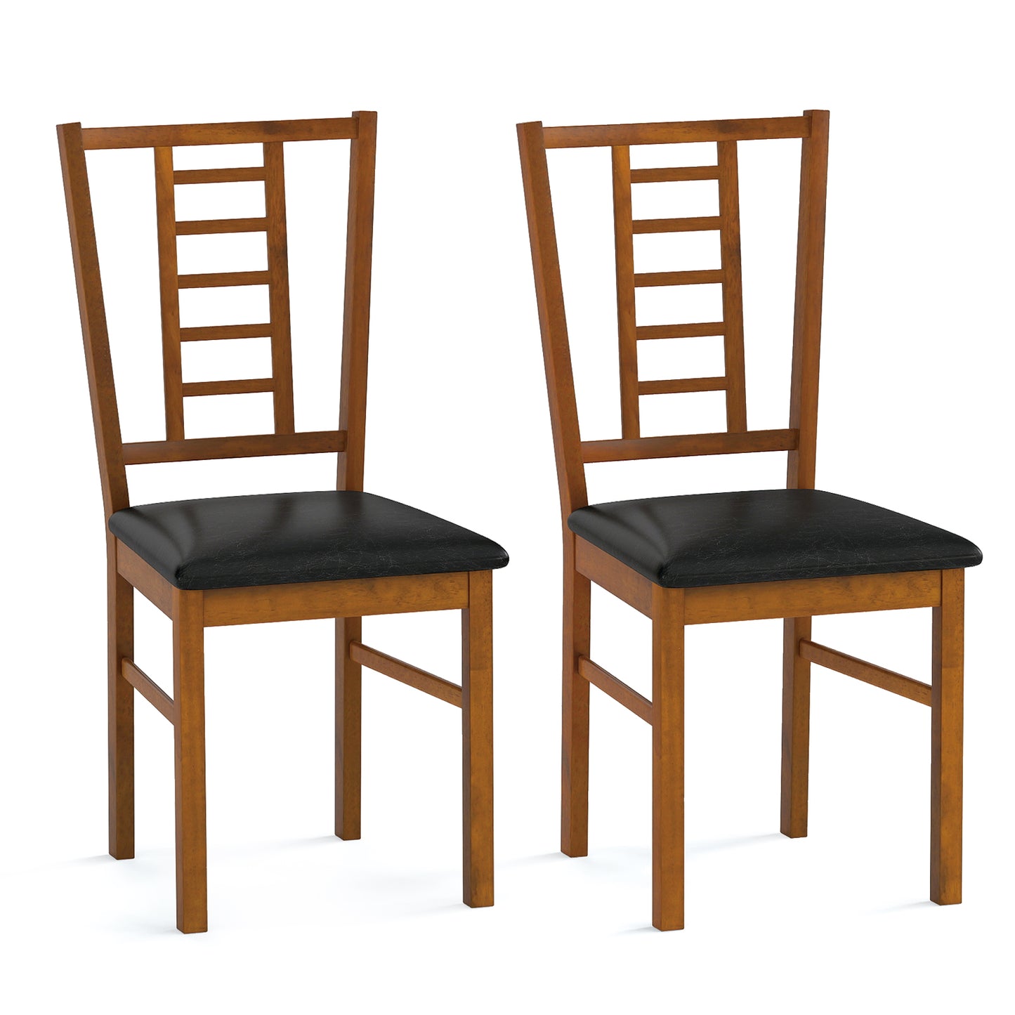 Upholstered Dining Chairs Set of 2 - PU Leather & Wood