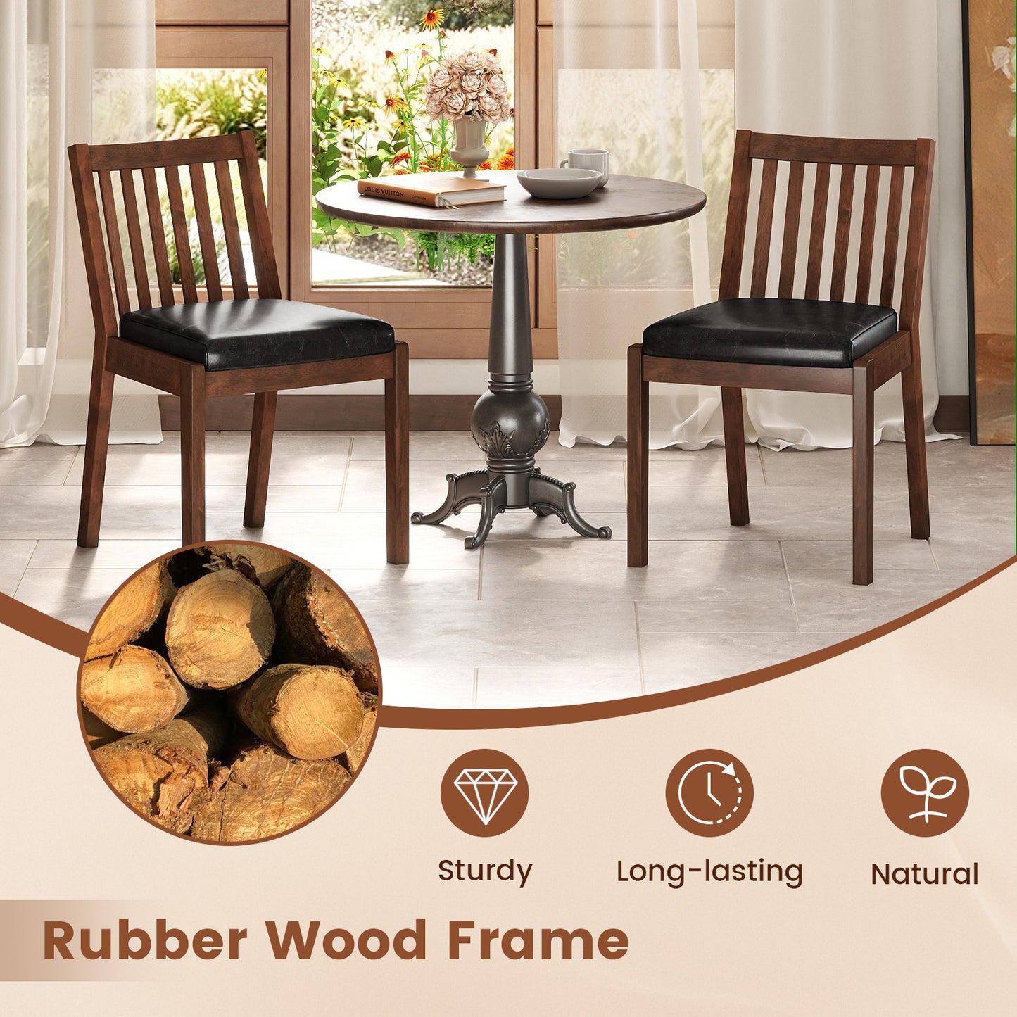 Upholstered Dining Chairs Set of 2 with Padded Seat