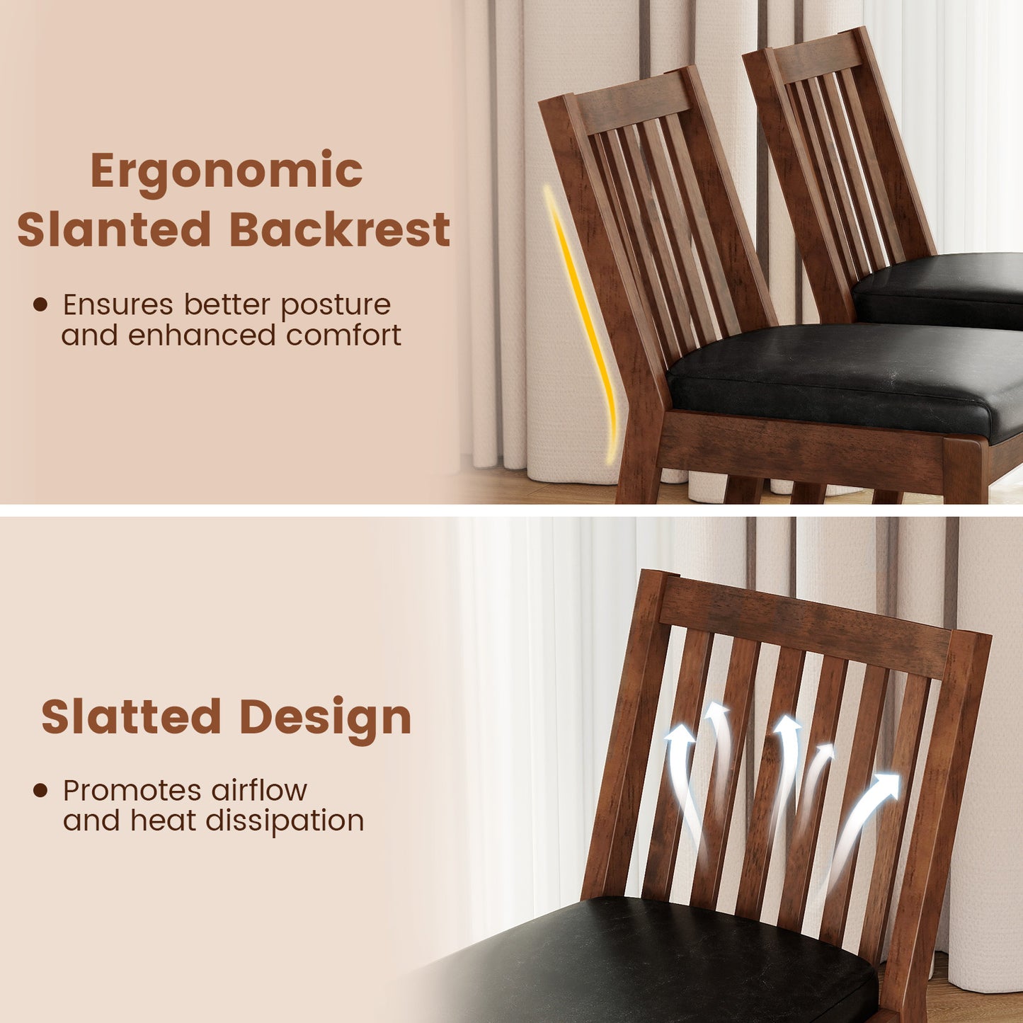 Upholstered Dining Chairs Set of 2 with Padded Seat