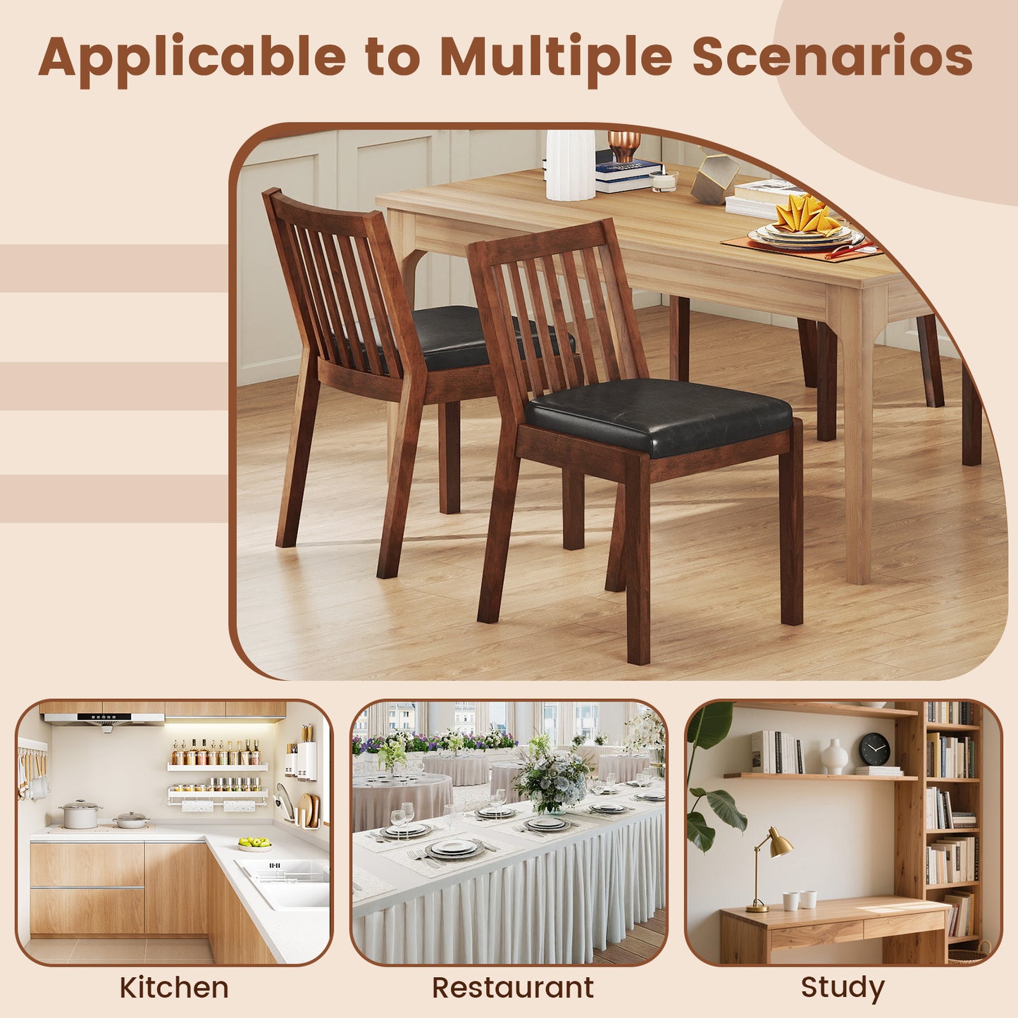 Upholstered Dining Chairs Set of 2 with Padded Seat