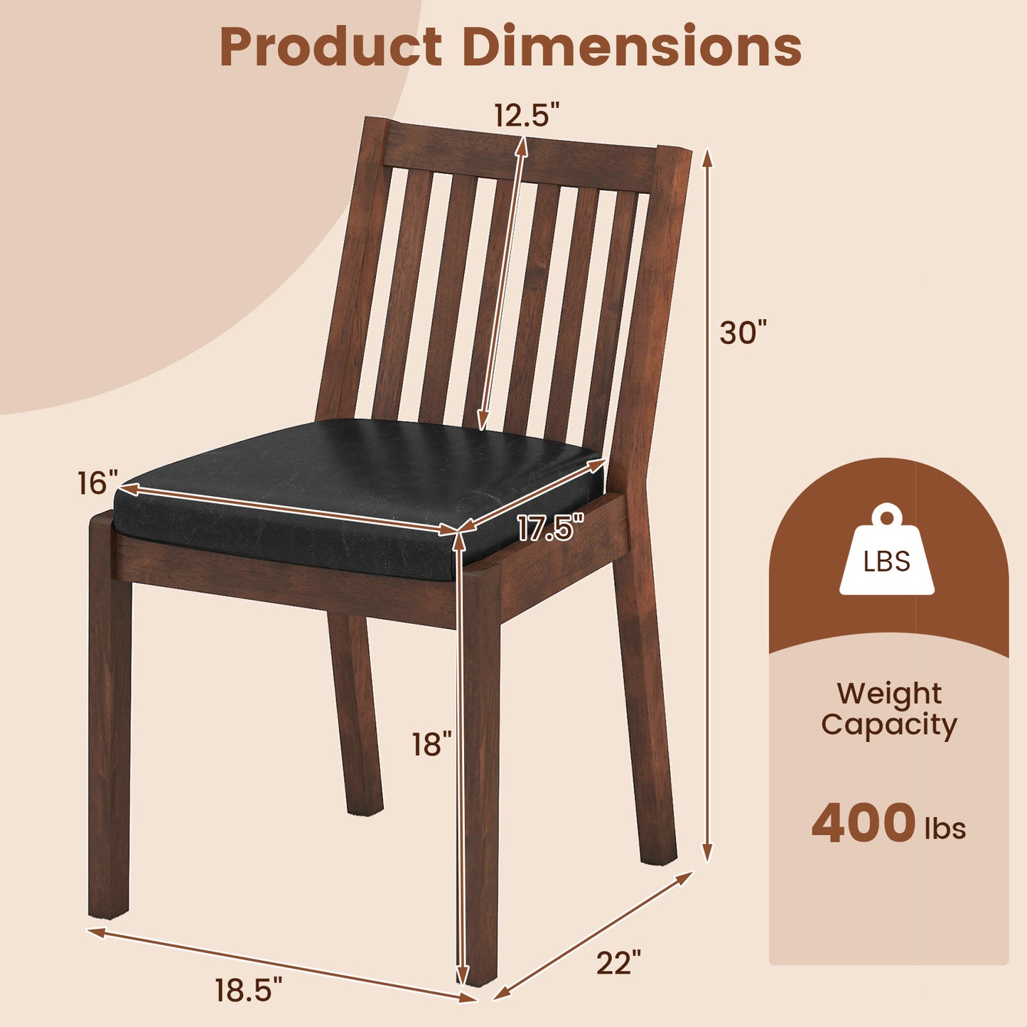 Upholstered Dining Chairs Set of 2 with Padded Seat