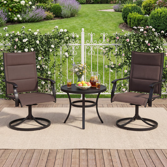 Swivel Patio Dining Chairs Set of 2 with Padded Seats