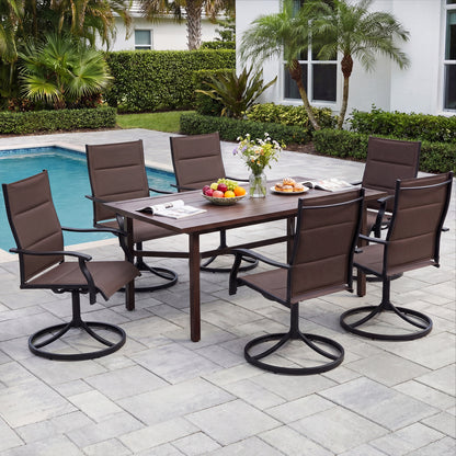 Swivel Patio Dining Chairs Set of 2 with Padded Seats