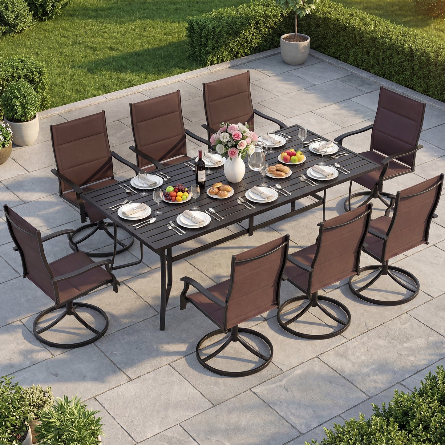 Swivel Patio Dining Chairs Set of 2 with Padded Seats