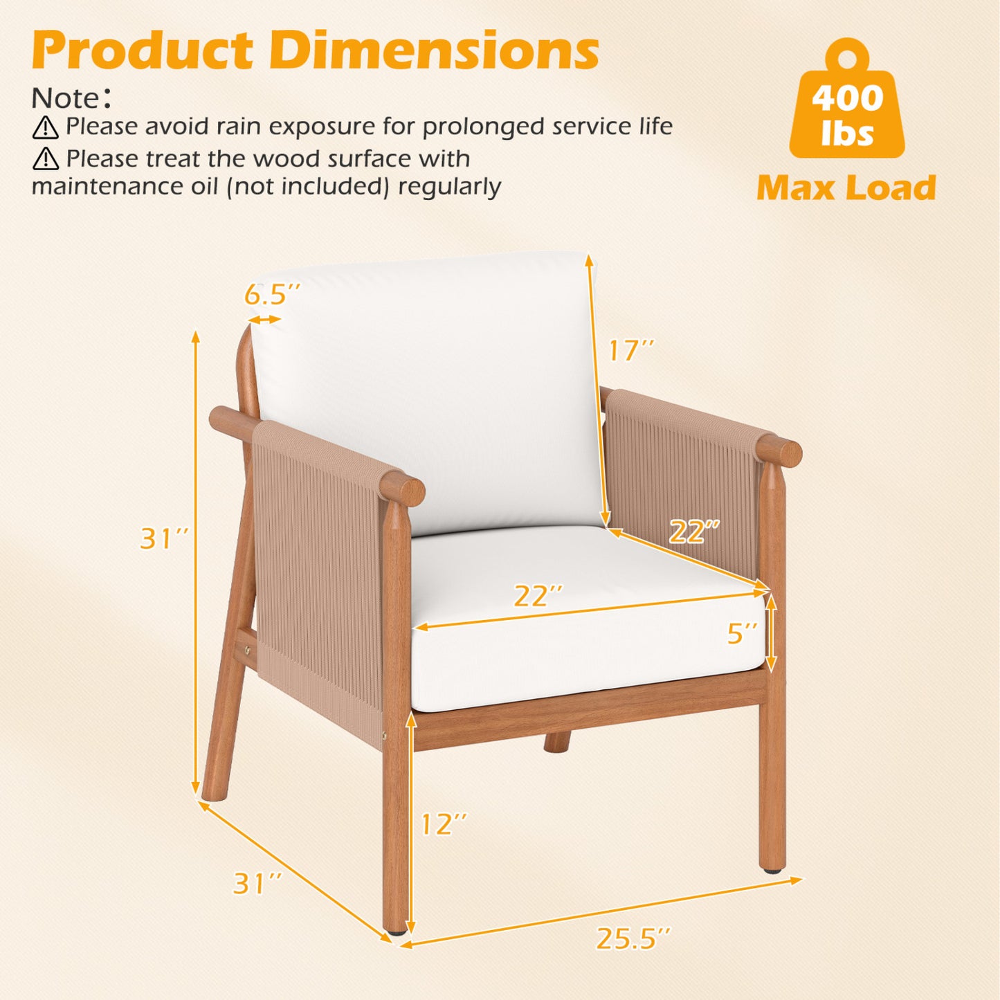 Acacia Wood Patio Dining Chairs Set of 2 with Cushions