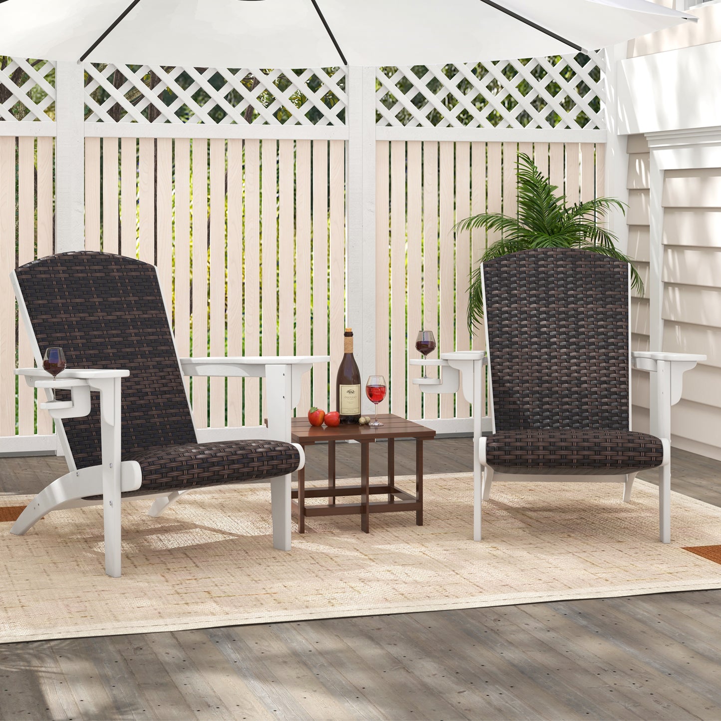 Adirondack Chair with Rattan Padded Seat and Cupholder