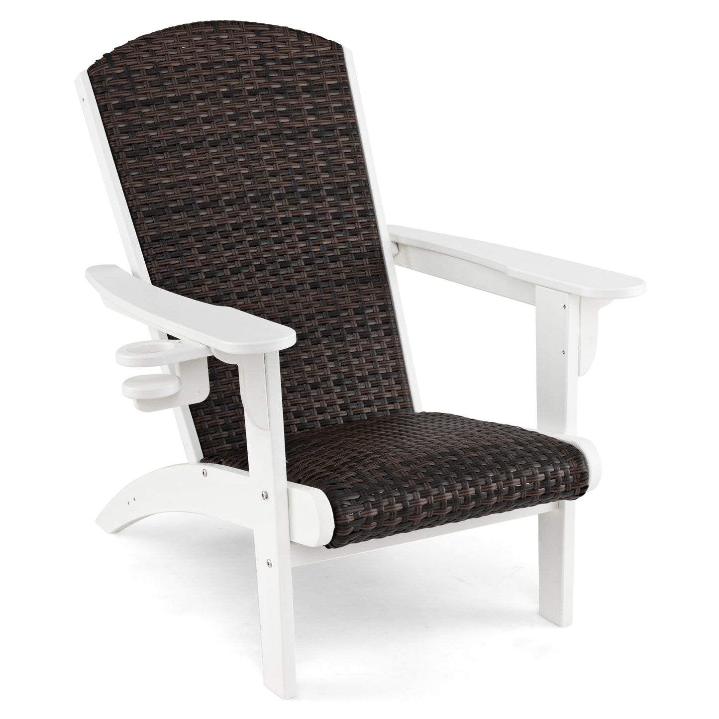 Adirondack Chair with Rattan Padded Seat and Cupholder