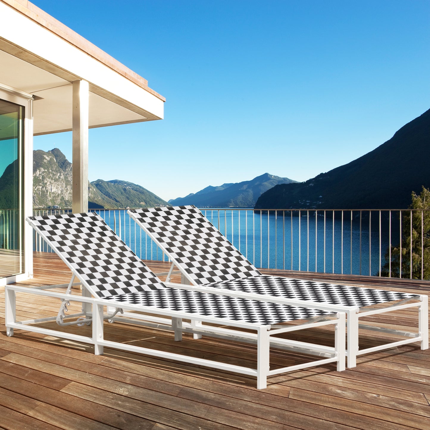 Adjustable Patio Chaise Lounge Chair with Wheels - 400 lbs