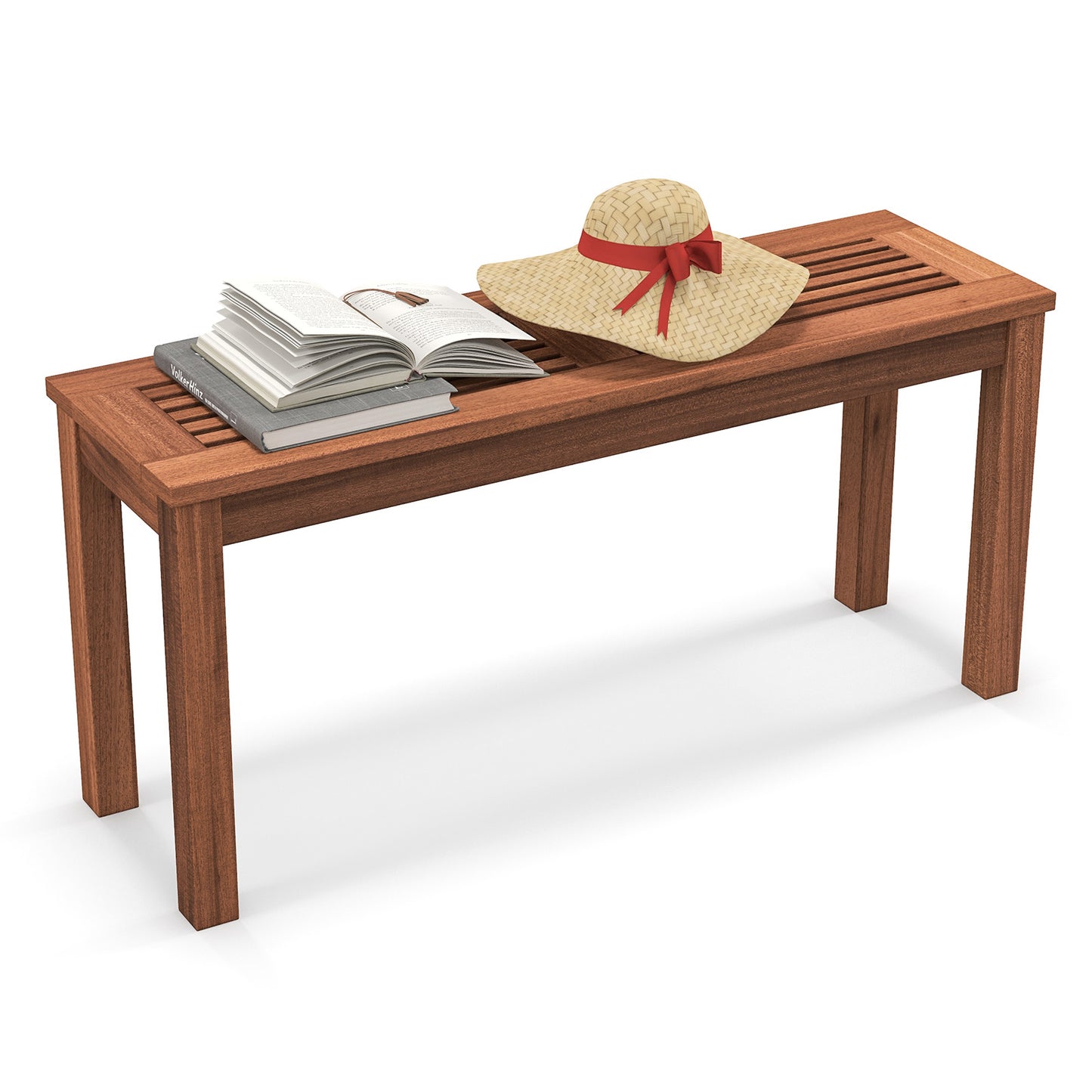 2-Seater Backless Outdoor Bench with Slatted Seat
