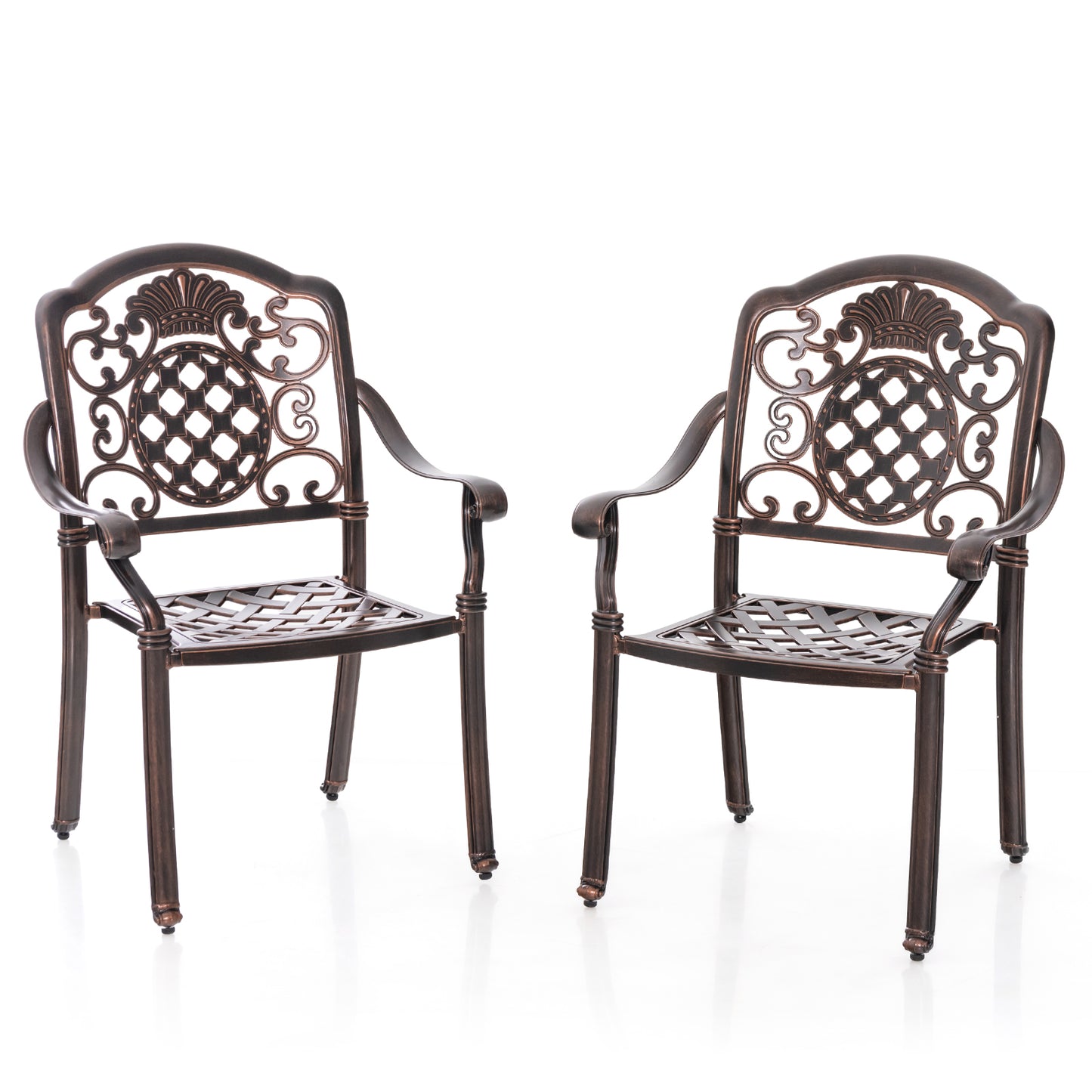 Cast Aluminum Patio Dining Chairs Set of 2 - Stackable