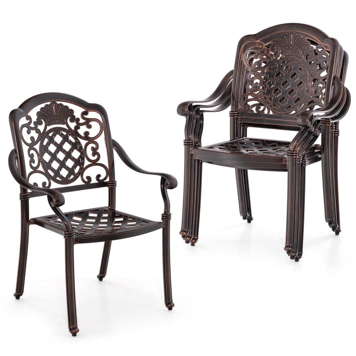Cast Aluminum Patio Dining Chairs Set of 2 - Stackable