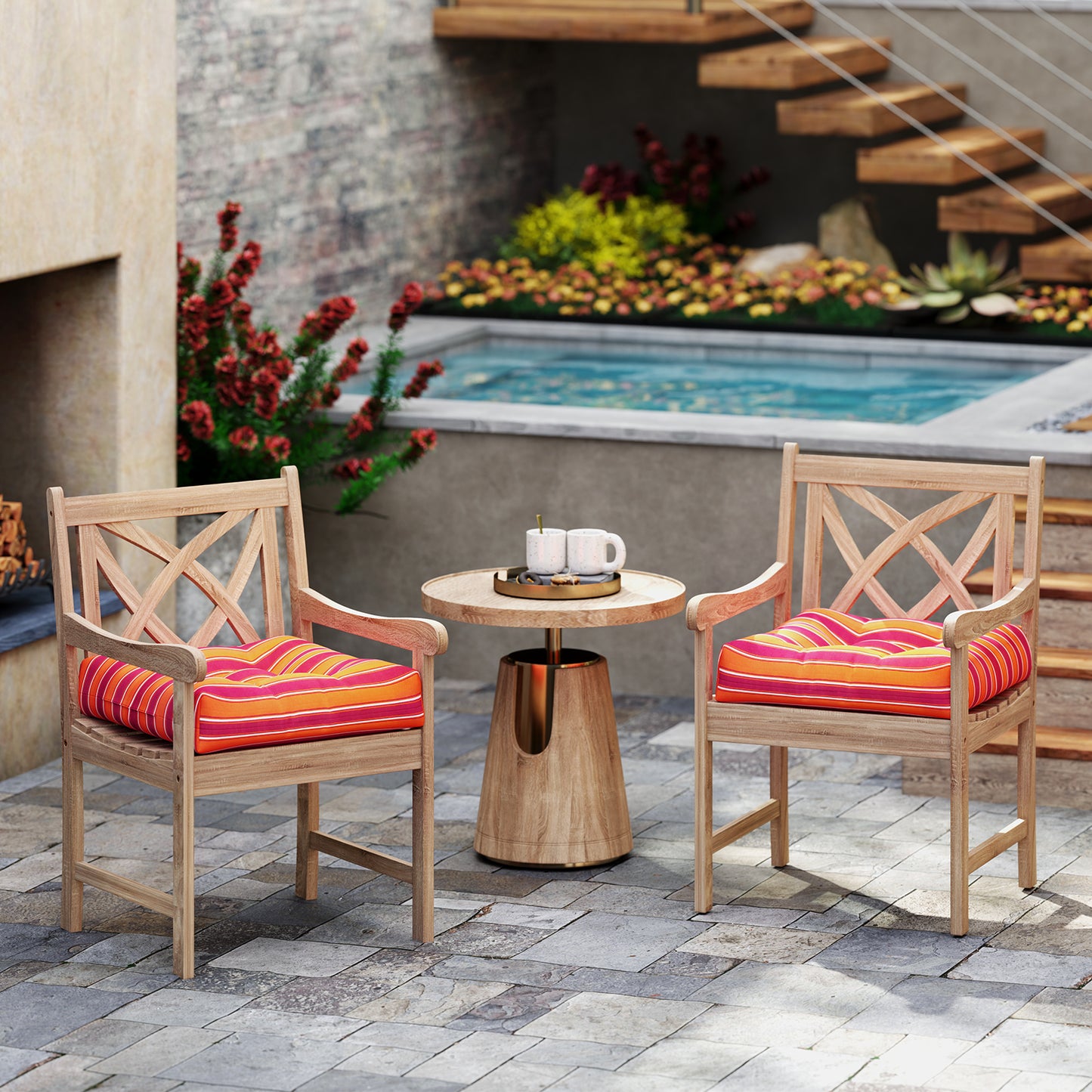 21x21 Inch Patio Chair Seat Cushion Pads - Indoor & Outdoor